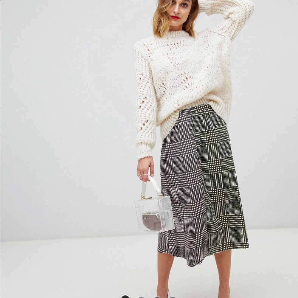 Vera Moda check print skirt, with slit